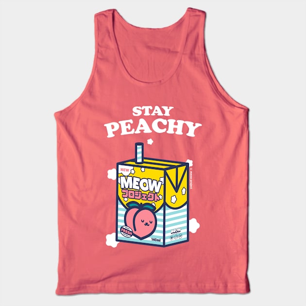 Stay peachy Cat Juice Box Illustration Tank Top by meowproject